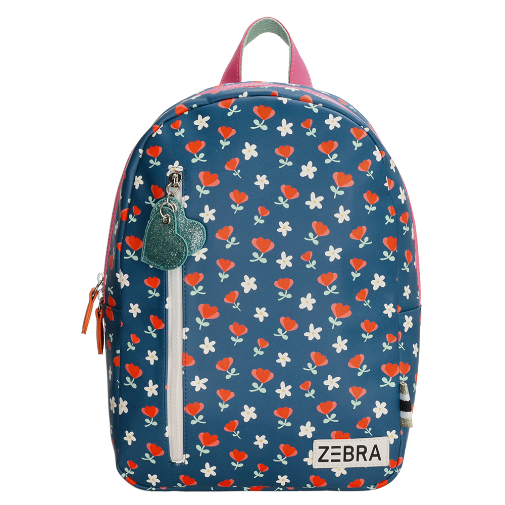 Zebra girls Rugzak - Blauw + multi bloemen