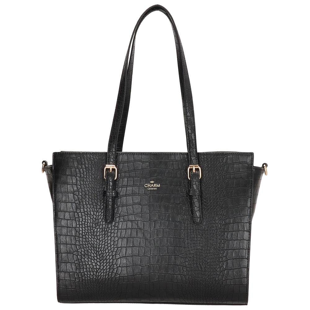 Charm London Midwood Handtas Croco - Zwart