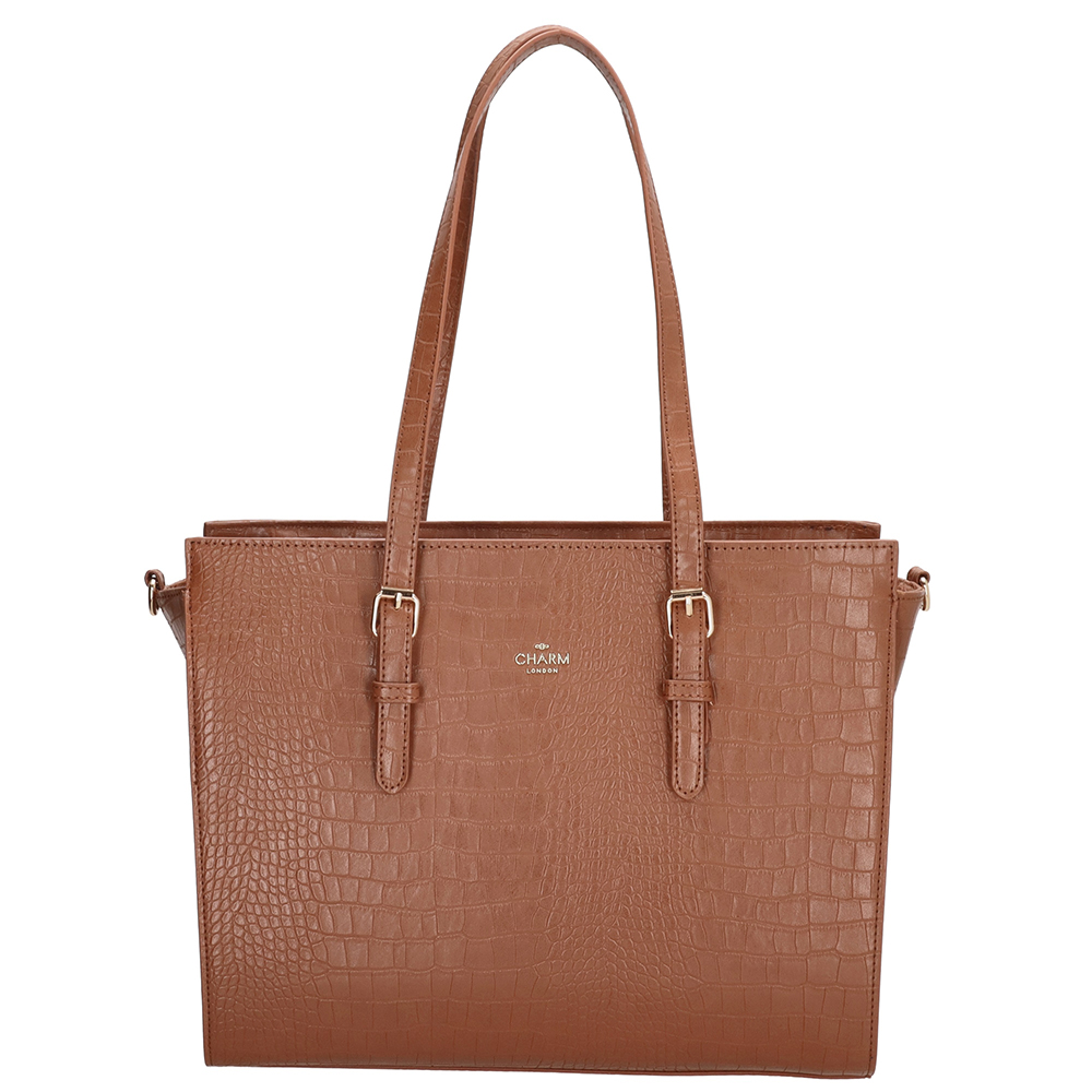 Charm London Midwood Handtas Croco - Cognac