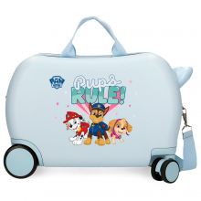 Paw Patrol Rolling Suitcase 4 Wheels Pups Rules Light Blue