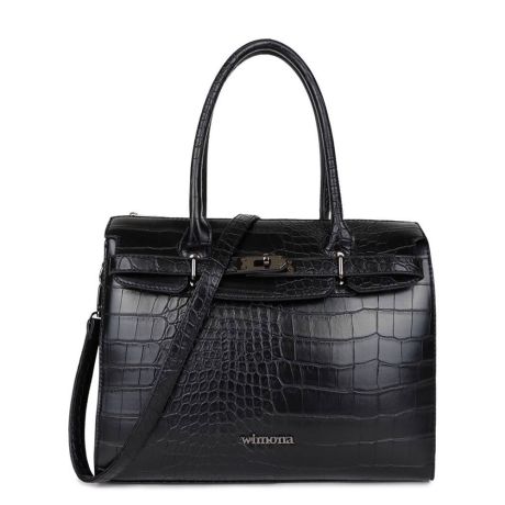 Wimona Liona Handtas Croco Black