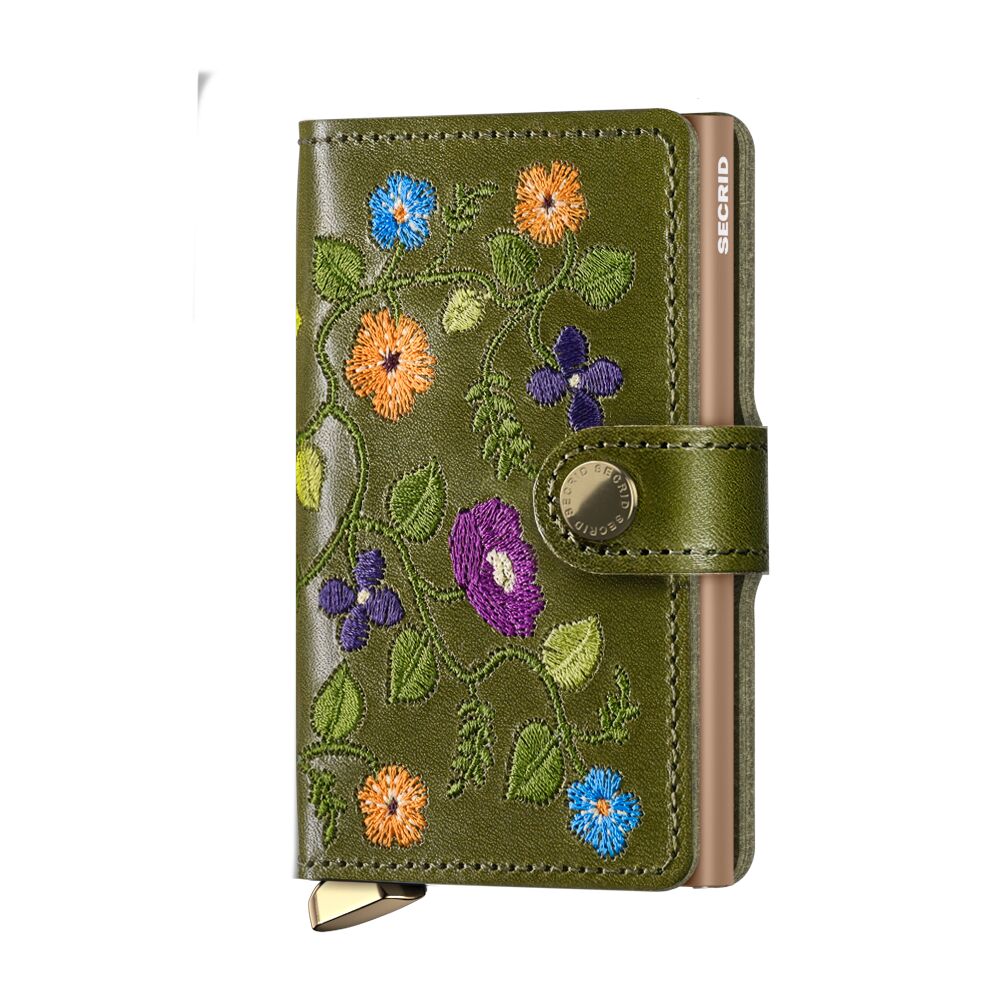 Secrid Premium Mini Wallet Portemonnee Stitch Floral Olive
